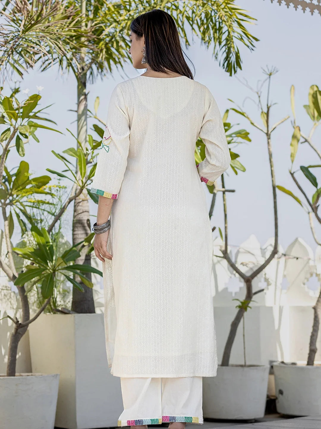 Alabaster Embroidered White 3-Piece Kurta Set